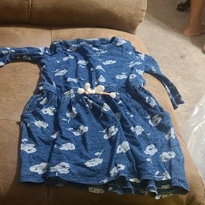Blue white floral design dress